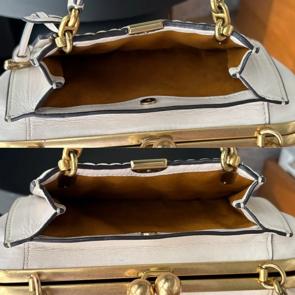 COACH Kisslock Dreamer 21 With Quilting And Rivets White